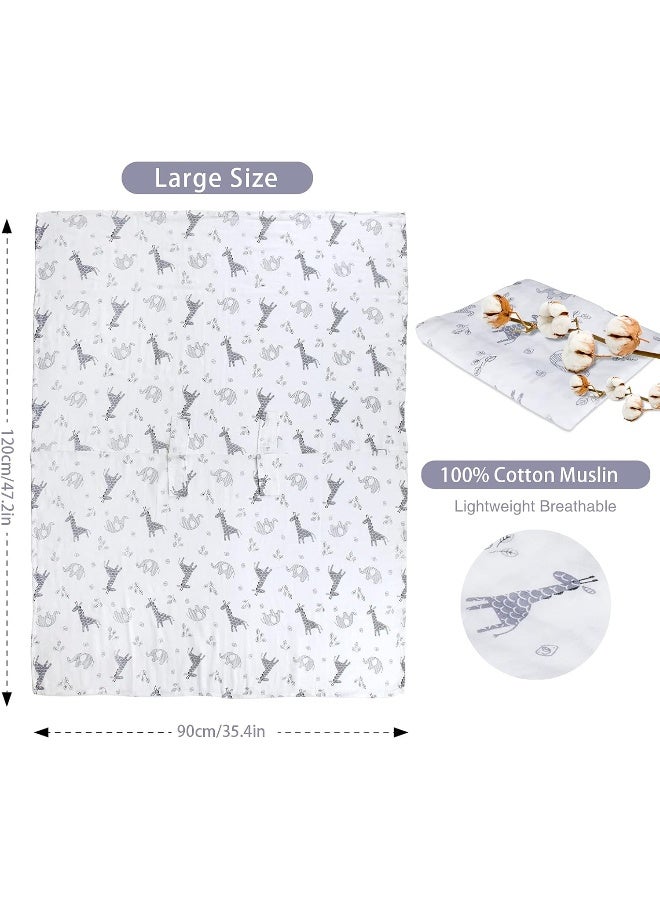 Metplus Baby Car Seat Covers for Boys Girls, Muslin Infant Carseat Canopy, Lightweight Breathable Newborn Carrier Canopies Stroller Cover, Universal Fit Large Size 47.2 x 35.4 inch, Elephant Giraffe - Image 2